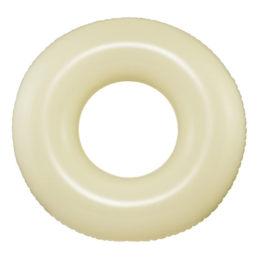 Off-white swim ring, 120 cm, featuring the black Pilgrim logo, ideal for relaxing poolside or beach adventures.