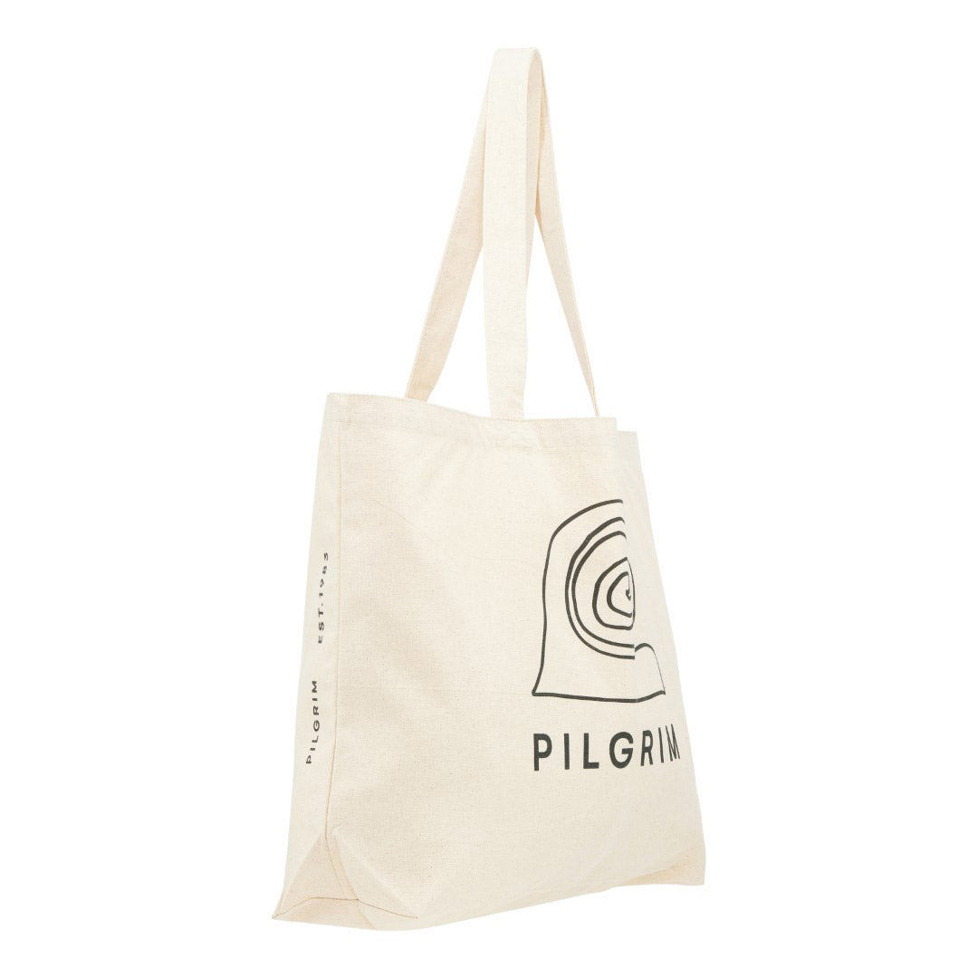 Large Fashion canvas tote-bag, off-white, with bold black signature print, perfect for yoga, weekend getaways, or daily use. Spacious and functional accessory.