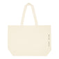 Large Fashion canvas tote-bag, off-white, featuring a sturdy design with a bold black signature print, ideal for carrying essentials in style.