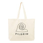 Large Fashion canvas tote-bag, off-white, featuring a bold black signature print, ideal for carrying essentials like yoga mats or beachwear.
