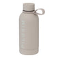 Upper half of the 350 ml Pilgrim Steel Bottle in light taupe, featuring a minimalist design with a screw-on lid and loop handle. Ideal for stylish hydration.