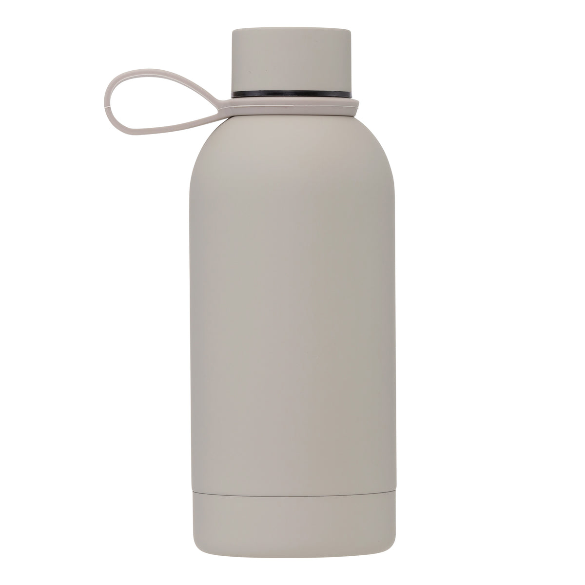 Steel bottle 350 ml - grey with Pilgrim logo, featuring a matte finish and integrated loop handle, ideal for stylish, on-the-go hydration.