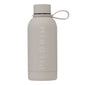 Steel bottle 350 ml - grey with Pilgrim logo, featuring a matte finish, screw-on lid, and looped carrying strap, perfect for stylish hydration on the go.