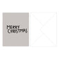 Greeting card, Merry Christmas with envelope, featuring hand-lettered text on a taupe card and matching plain white envelope, perfect for enhancing gift experiences.