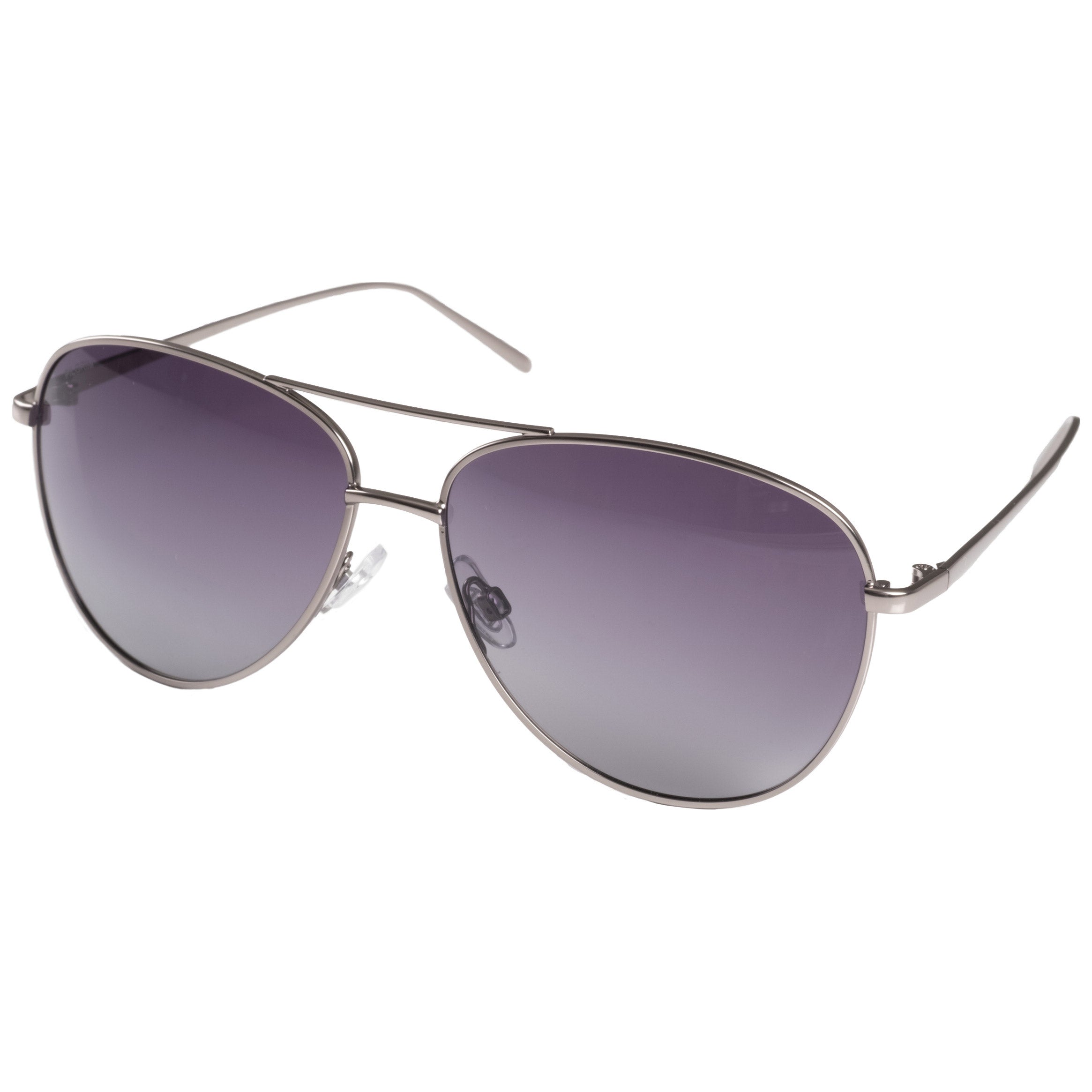 NANI pilot sunglasses with grey/hematite-plated frame and purple lenses, featuring a stylish aviator design for a trendy, avant-garde look.