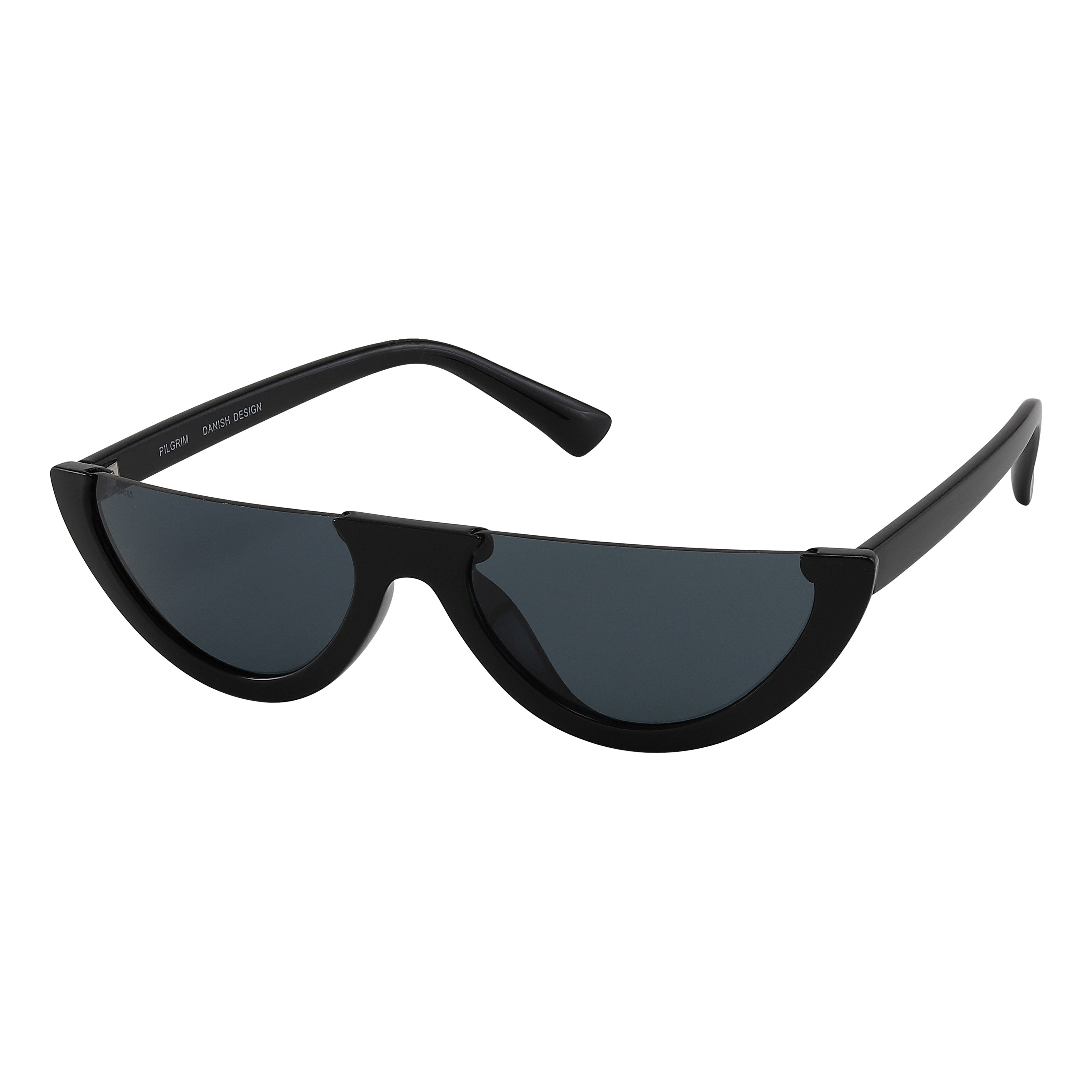 Sunglasses: Meriam: Black, featuring dark-tinted lenses and a sleek black frame, offering UVA/UVB protection for a trendy, stylish look.