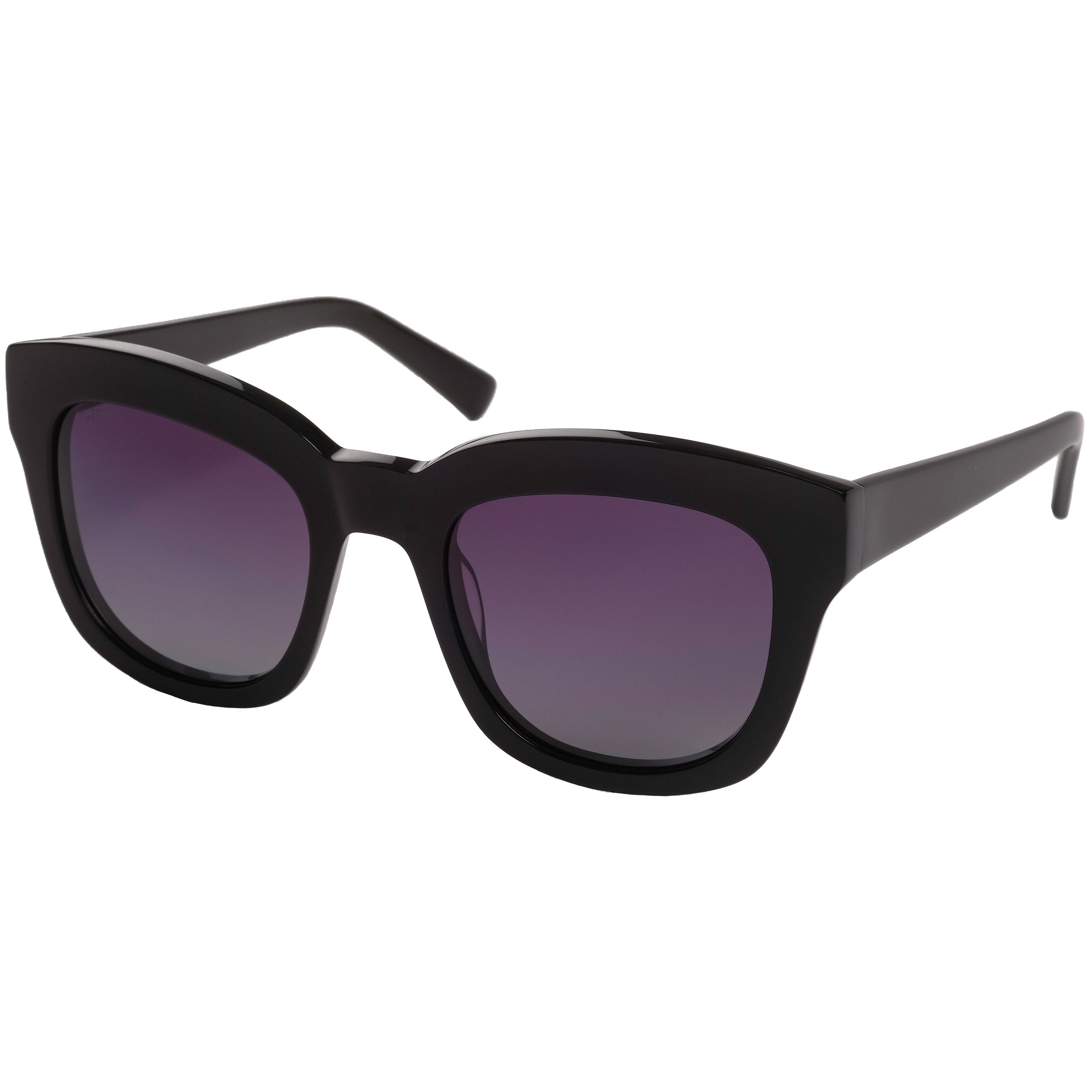 Dael sunglasses with a chunky butterfly frame and purple lenses, offering UVA/UVB protection, perfect for a trendy, cool summer look.