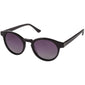 Meriel Black sunglasses with purple lenses, featuring a classic design and discreet metal detail at the temples, providing stylish sun protection.