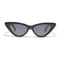 JOSELINE cat-eye sunglasses with black frames and grey lenses, showcasing a retro-inspired, trendy design with UVA/UVB protection for a stylish, modern look.