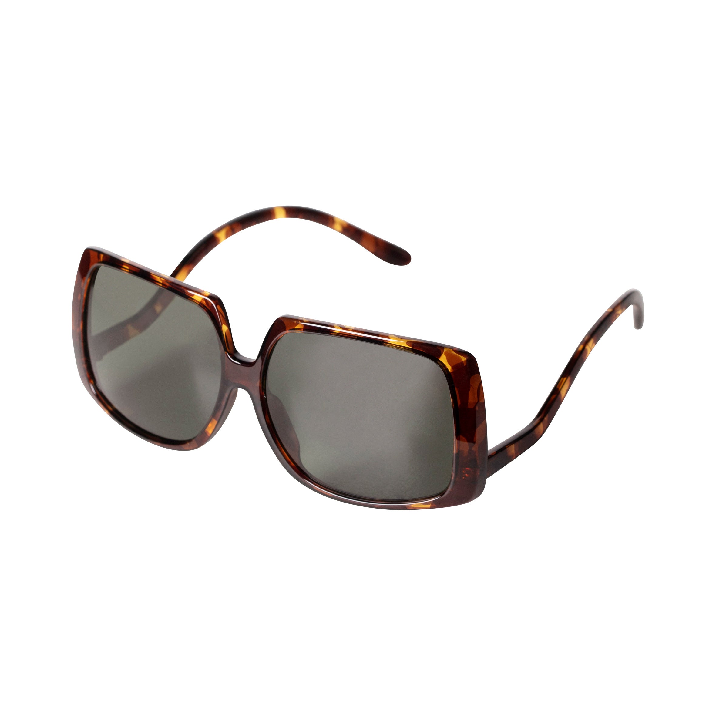 ELLEN oversized retro sunglasses with tortoise shell frames, large dark lenses, and curved temples, offering a stylish, fashion-forward look with full UVA/UVB protection.