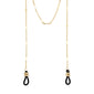 CAT chain for sunglasses, gold-plated, featuring black adjustable straps. Elegant, flattened link design for a chic addition to any outfit.