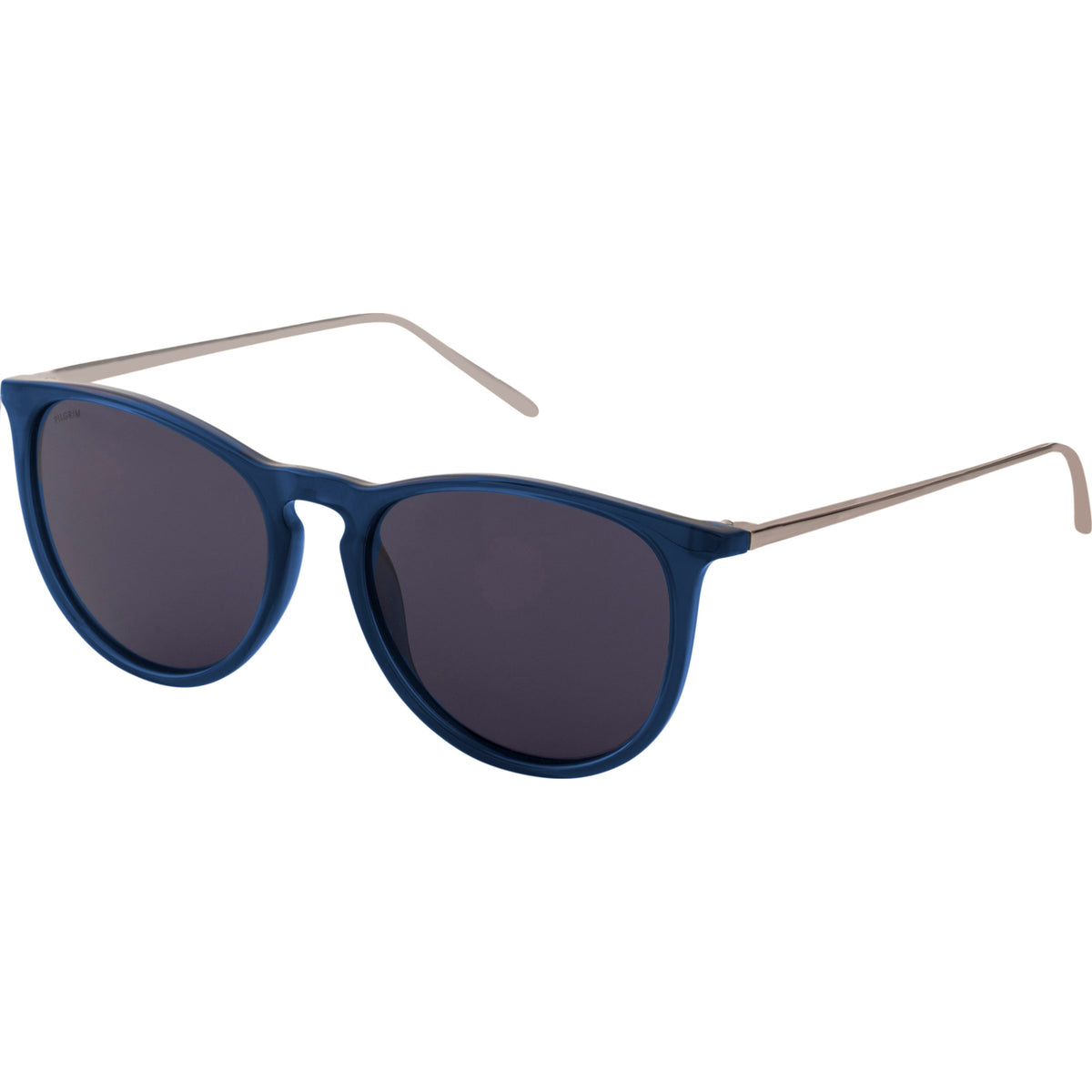 VANILLE sunglasses dark blue/silver-plated, stylish blue shades with silver rims, offering UVA/UVB protection, embodying Pilgrim's blend of timeless design and modern elegance.