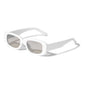 YANSEL sunglasses white with chunky white frame and grey lenses, square-shaped design from Pilgrim, offering UV400 protection and made from 75% recycled plastic.