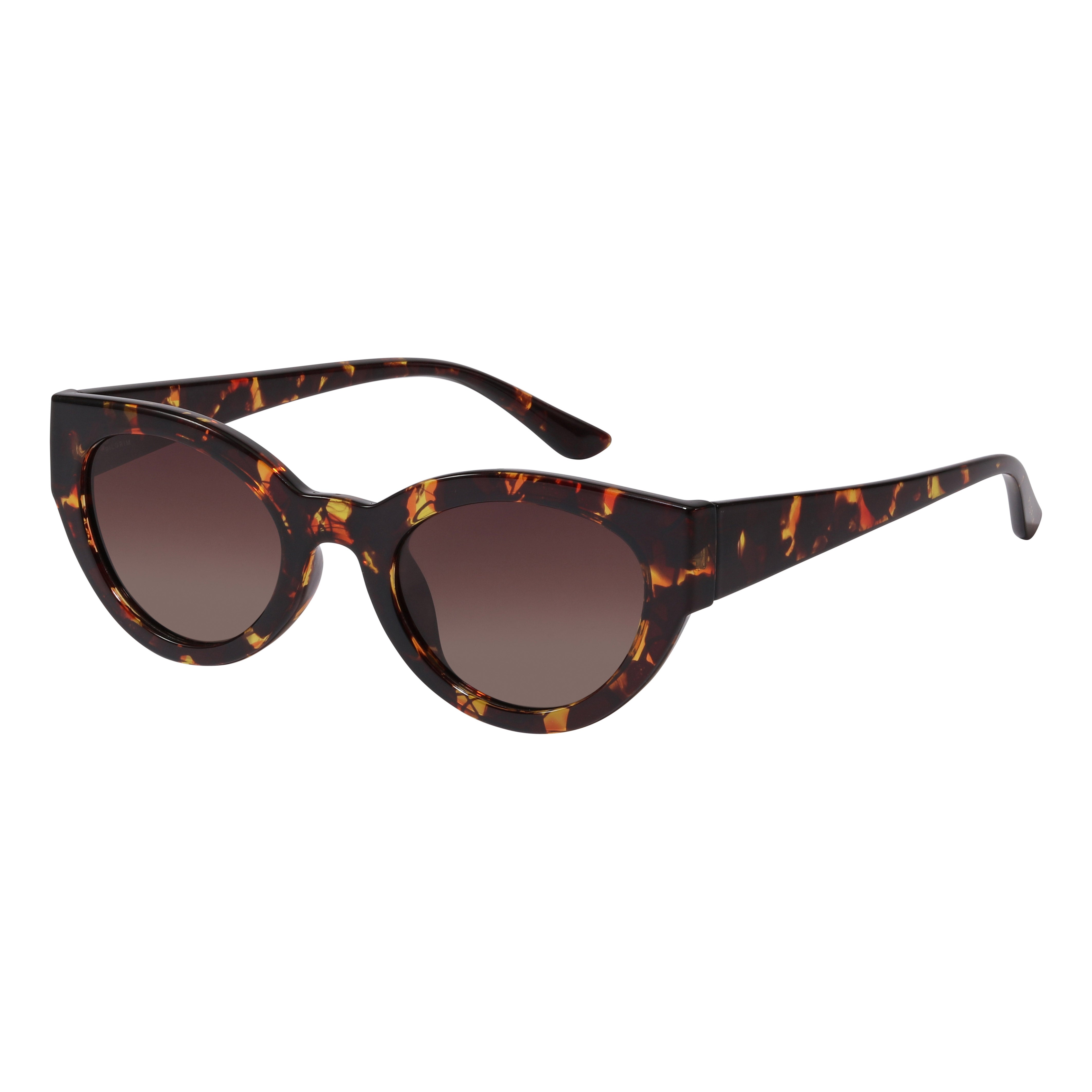 JUNA cat-eye sunglasses in tortoise brown, featuring a retro-inspired design with a sleek frame and graduated lenses, offering stylish UV protection.