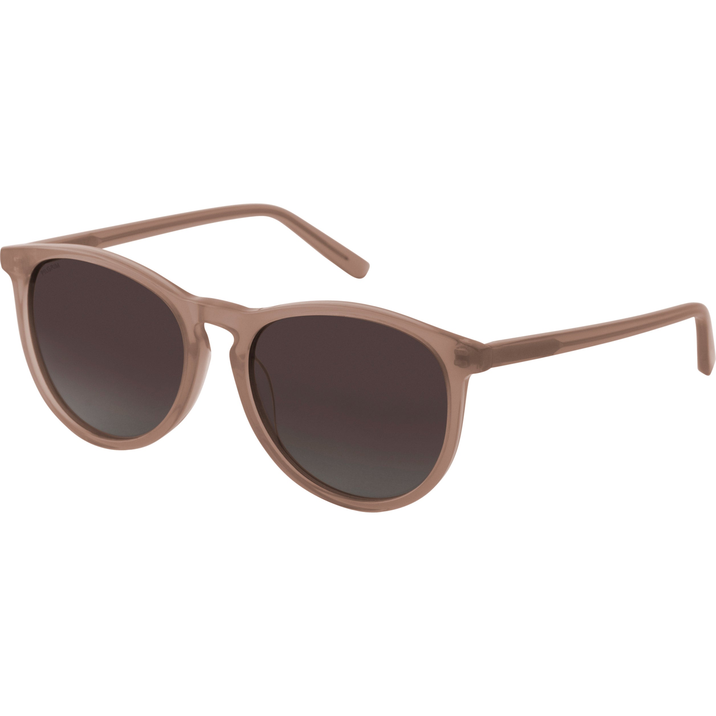 Close-up of SAHARA sunglasses by Pilgrim, featuring slender recycled acetate frames with UV400 protection, ideal for a chic, minimalist summer look.