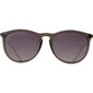 Close-up of VANILLE sunglasses in dark grey with golden temples, embodying Pilgrim's minimalistic style. Ideal for any occasion with UV400 protection.