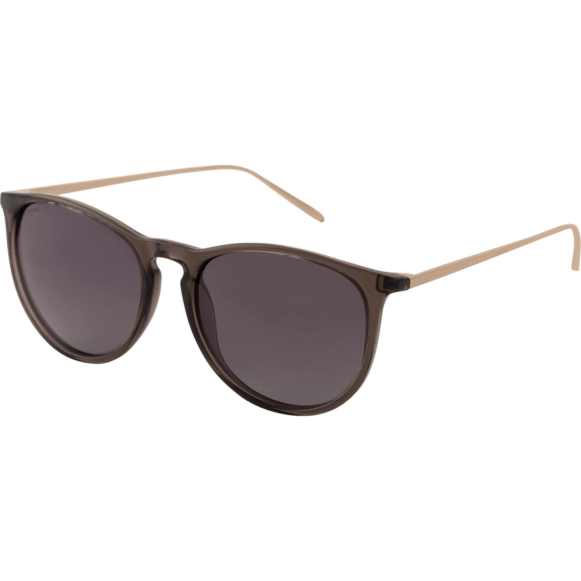 VANILLE sunglasses with black frames and metal temples, featuring soft rounded lenses. Stylish and lightweight, ideal for summer with UVA/UVB protection.