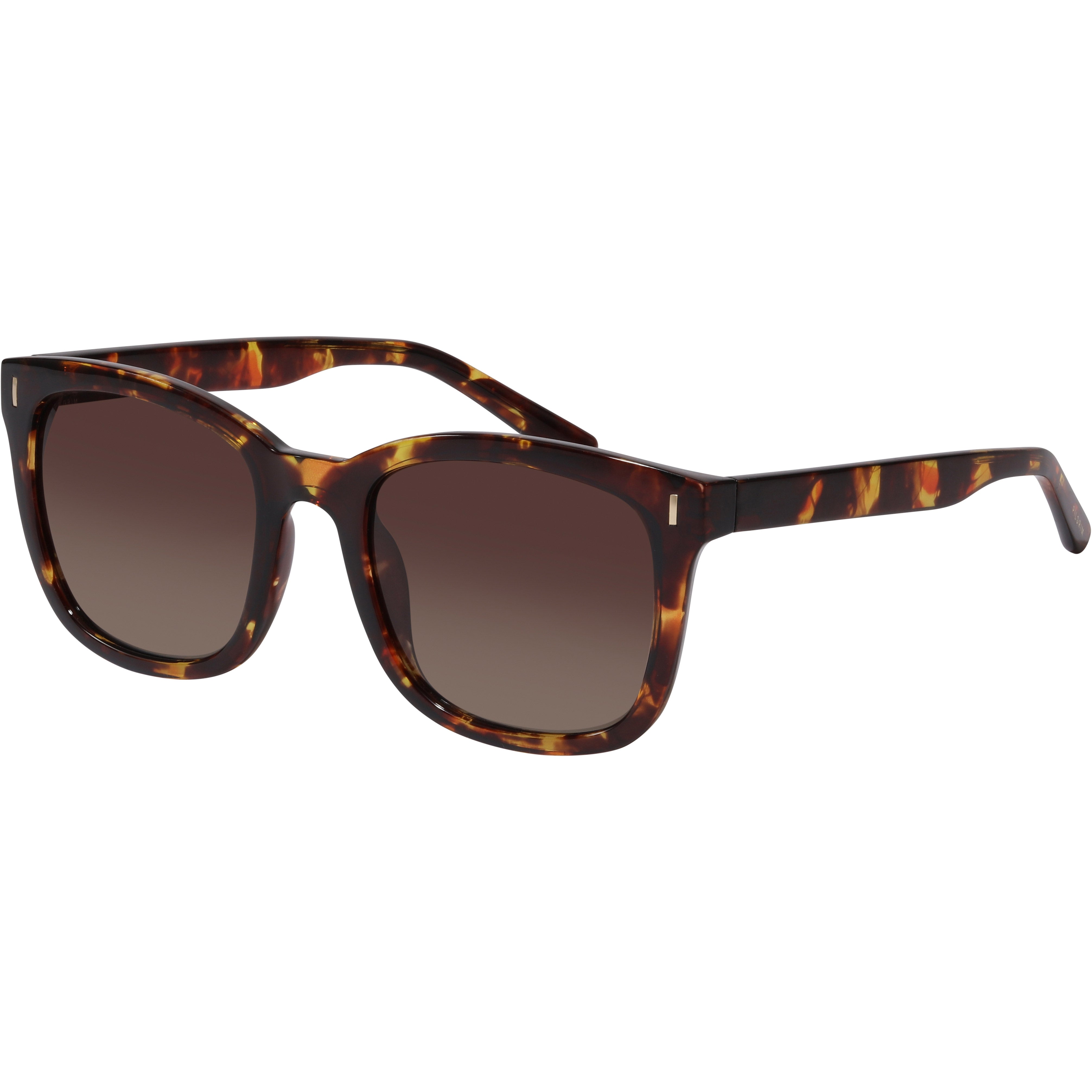 KATYA sunglasses with brown lenses and tortoise frames, offering UVA/UVB protection, perfect for a stylish summer look. Comes with a sustainable pouch.