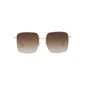 JONAN sunglasses with oversized gold frames and brown gradient lenses, featuring thin temples, embody a 70s summer vibe from Pilgrim.