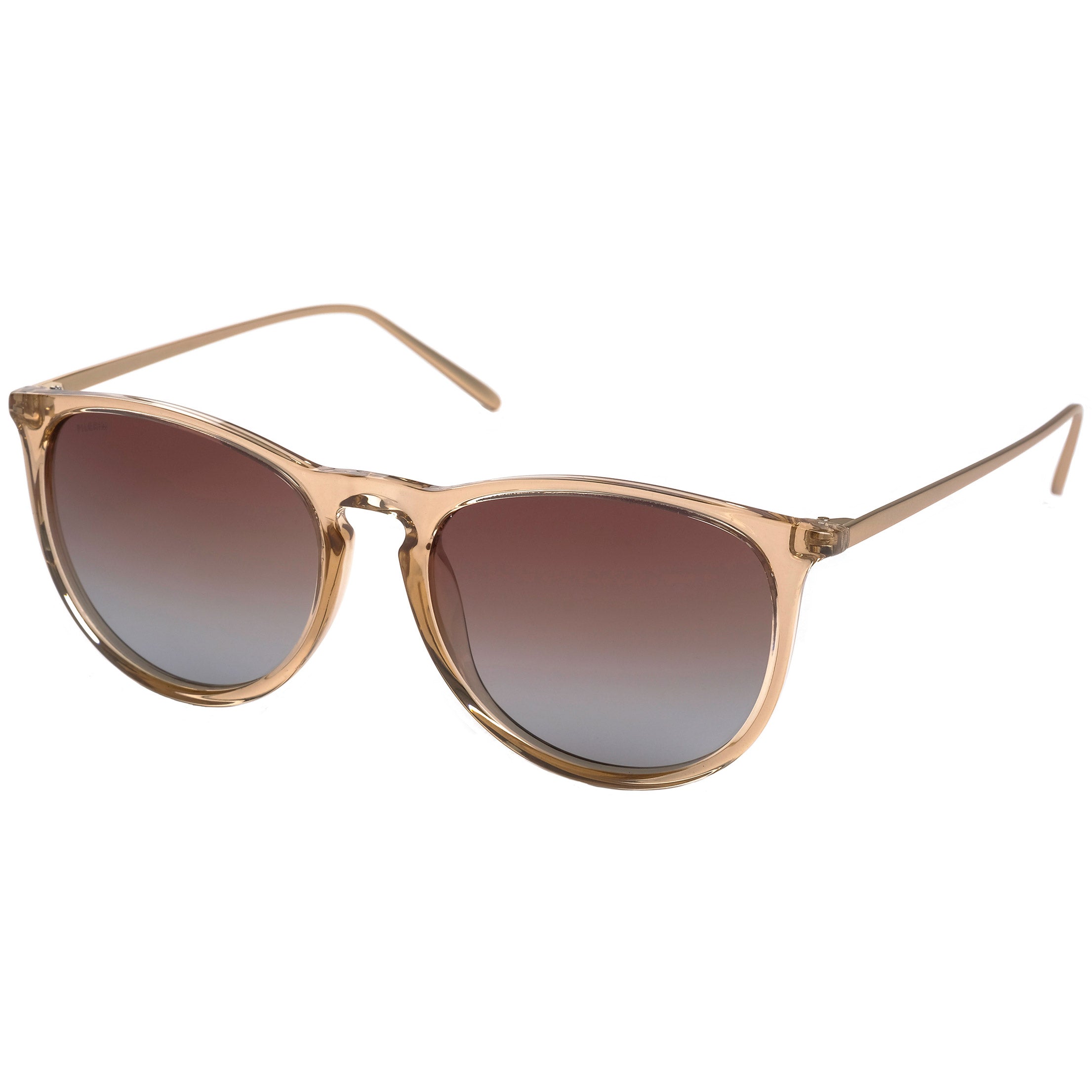 VANILLE sunglasses with gradient lenses and slender metal temples, featuring a classic design and narrow transparent brown rim, exuding a stylish and timeless appeal.