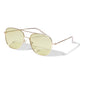 DALLAS sunglasses yellow/gold with yellow lenses, classic pilot style, offering UVA/UVB protection. Comes with a sustainable pouch for storage and cleaning.