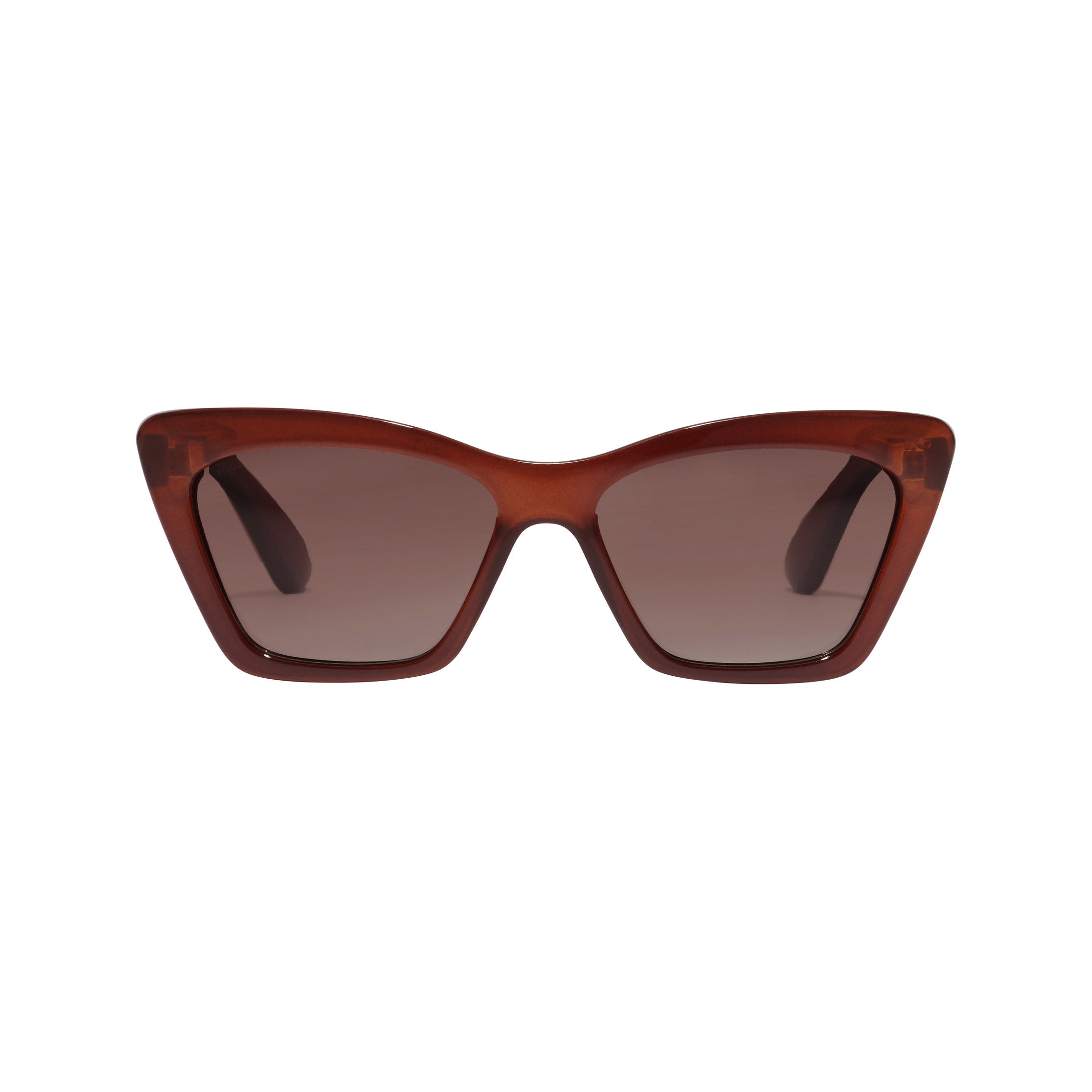 DAKOTA angular cat-eye sunglasses with a marked, angular frame, showcasing a chic design that enhances cheekbones, embodying Pilgrim's blend of timeless and trendy style.