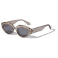ALEXIS sunglasses light grey with a chunky, transparent frame and futuristic design, offering UVA/UVB protection, made from 75% recycled plastic by Pilgrim.