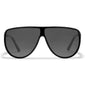 AMARI sunglasses black by Pilgrim, featuring large dark lenses in a pilot style, embodying urban sophistication with UVA/UVB protection and a protective fabric pouch.
