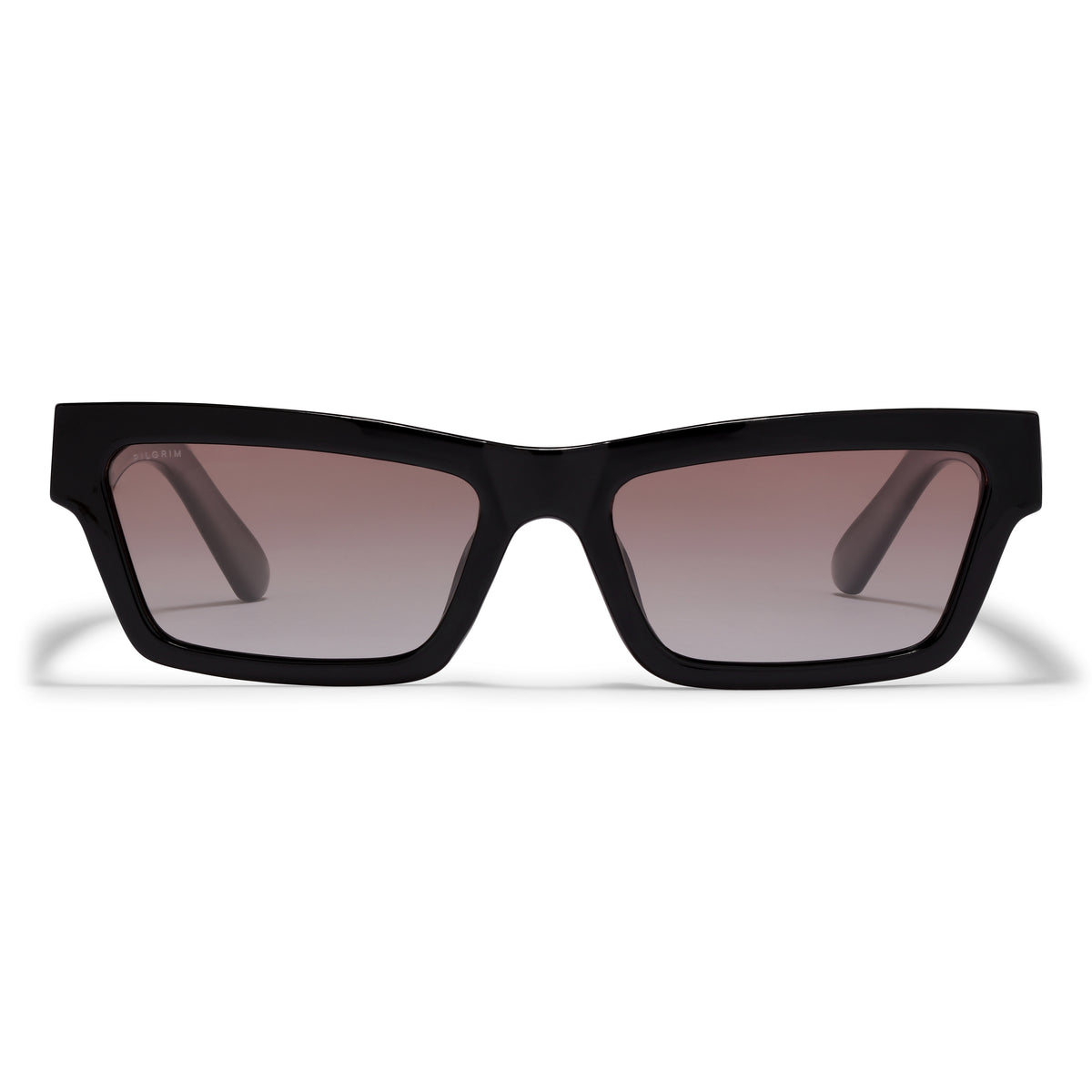 ASHLYN sunglasses black with a sleek angular design and brown lenses, ideal for a trendy spring look, offering UVA/UVB and UV400 protection.
