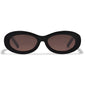 ALEXANDRIA sunglasses black with chunky oval frames and brown lenses, offering retro style and UV protection, made from 75% recycled plastic by Pilgrim.