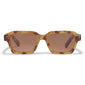 ANNALISE sunglasses in tortoise brown with angular frame and orange lenses, made from recycled materials, offering UVA/UVB protection, perfect for stylish outdoor wear.