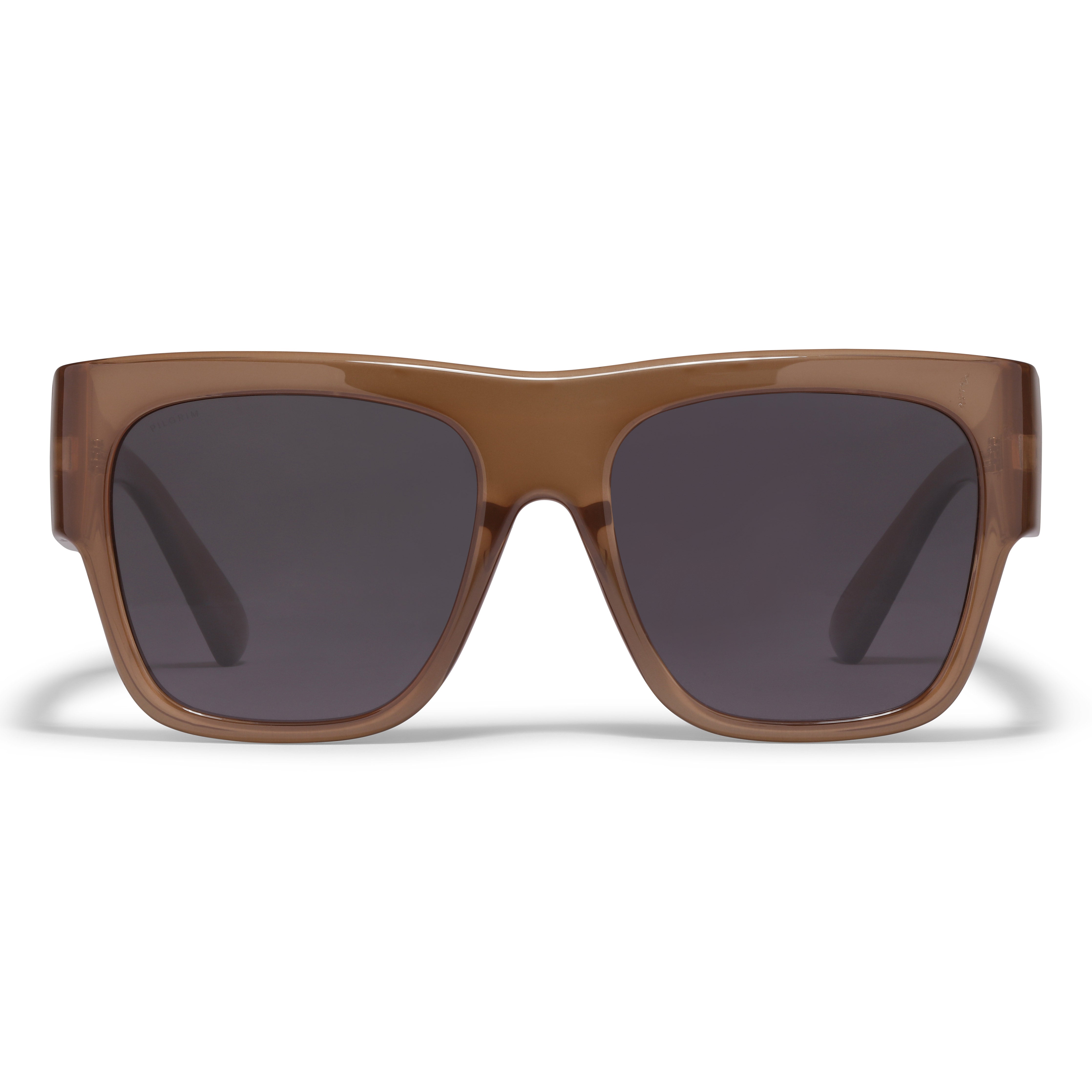 ANIYAH sunglasses brown feature an angular oversized frame with dark lenses and ultra-wide temples, offering stylish UVA/UVB protection and crafted from 75% recycled plastic.
