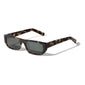 AINSLEY sunglasses in tortoise brown, featuring a slim rectangular frame with chunky temples, offering stylish UV protection and retro vibes. Perfect for summer parties.