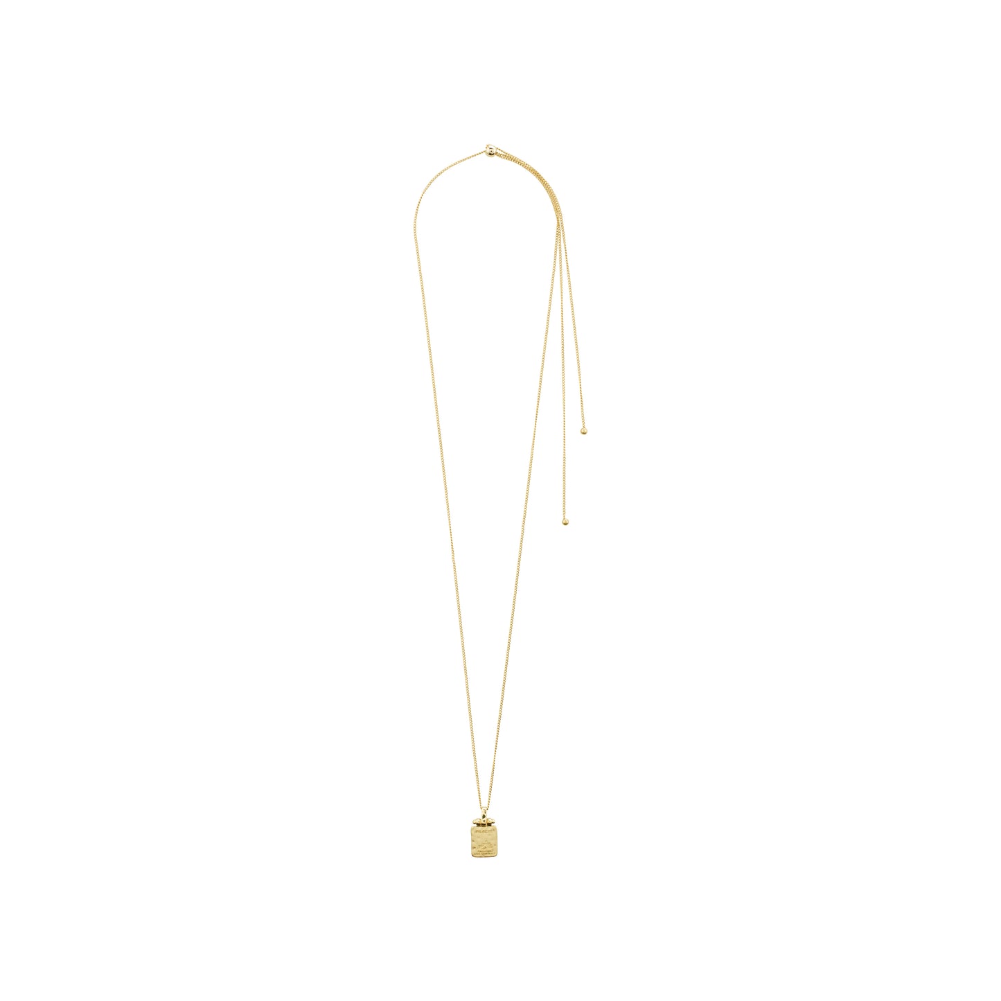 MSF square hammered pendant necklace gold-plated