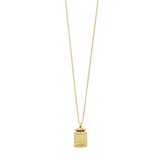 MSF square hammered pendant necklace gold-plated