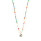MSF necklace multi-coloured/silver-plated featuring vibrant beads and a silver-plated coin pendant engraved with the MSF logo, supporting Doctors Without Borders.