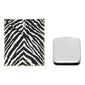 Pilgrim Mirror w. Zebra pouch: A compact silver tin mirror with embossed branding, paired with a bold zebra-print felt pouch, ideal for stylish on-the-go touch-ups.