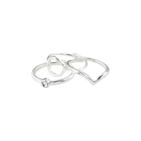 GESCHENKSET, recyceltes 3-in-1-Set, Stapelringe, versilbert