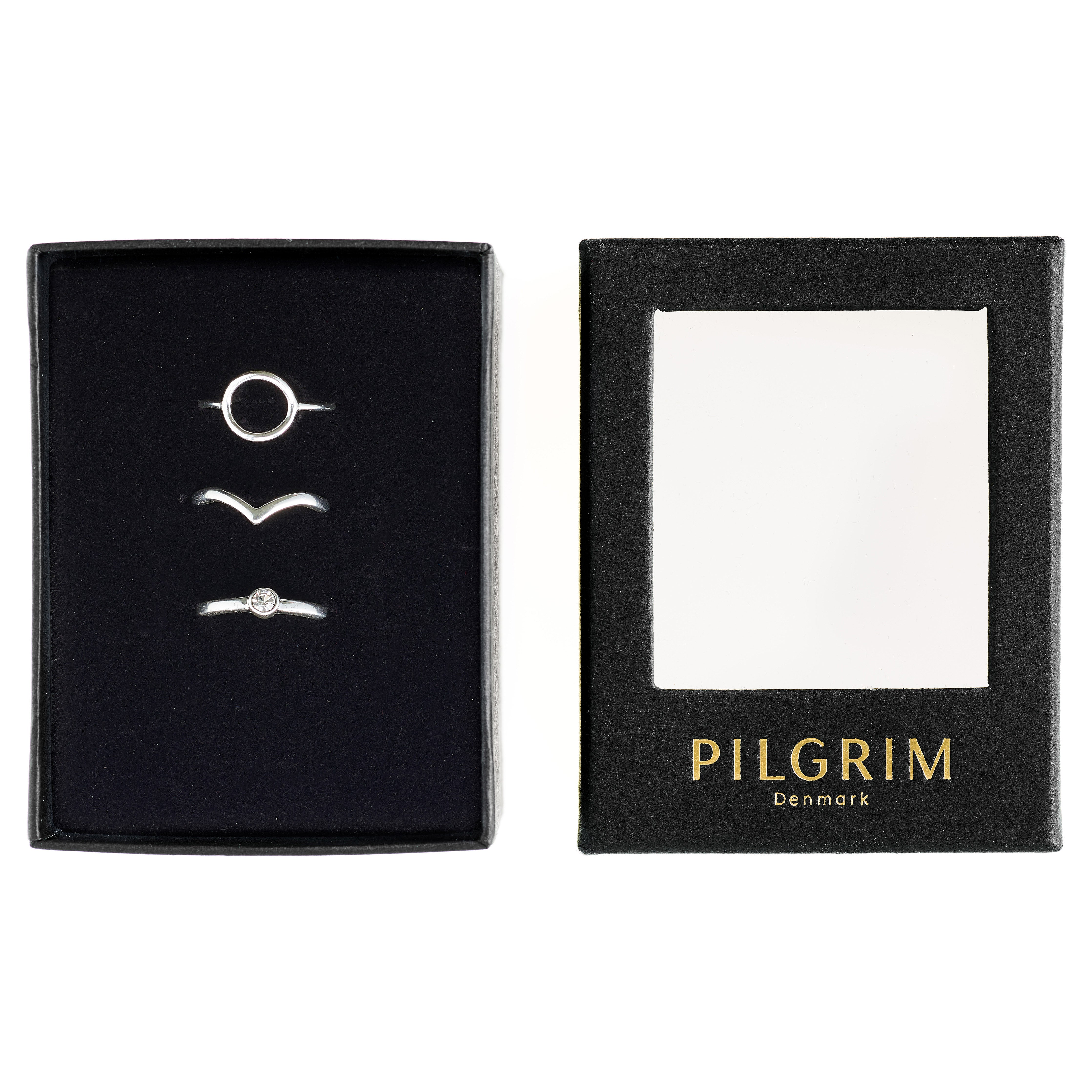 Pilgrim Stacking Rings GIFT SET, 3-in-1 set, stack rings, silver-plated – Pilgrim