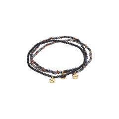 INDIGO 3-in-1 bracelet set, grey-black/gold-plated