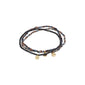 INDIGO 3-in-1 bracelet set featuring fine grey-black beaded bracelets with gold-plated charms, designed for versatile styling on durable elastic cords.