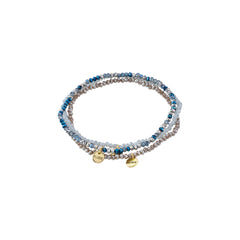INDIGO 3-in-1 bracelet set, blue/gold-plated