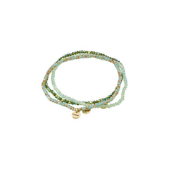 INDIGO 3-in-1 bracelet set, green/gold-plated