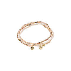 INDIGO 3-in-1 bracelet set, beige/gold-plated