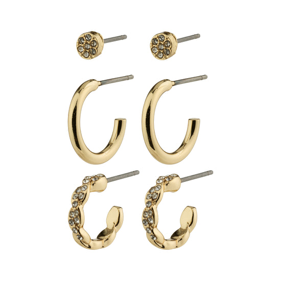 WINNY recycled giftset, hoops & earstuds, gold-plated