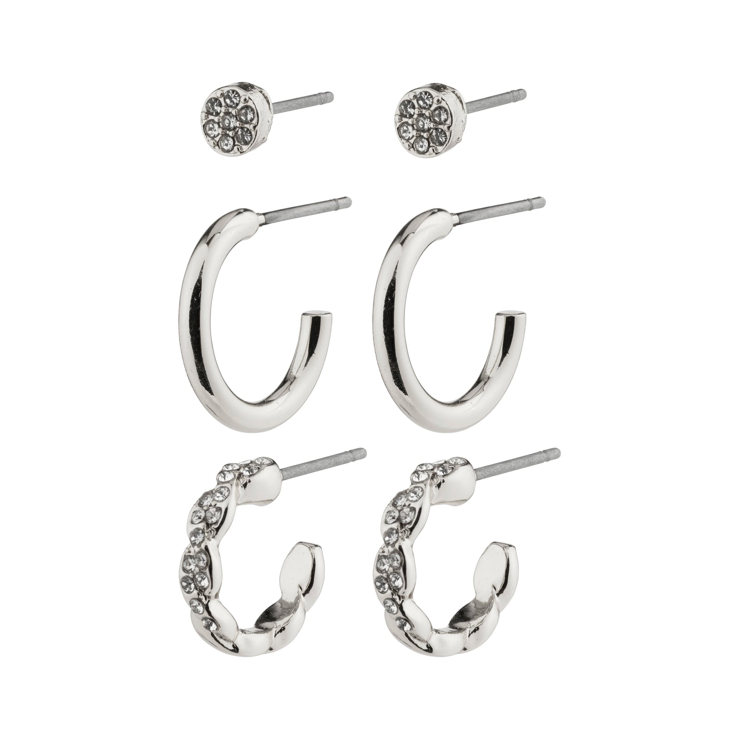 WINNY recycled gift set, hoops & ear studs, silver-plated