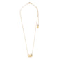 Gold-plated necklace with a rectangular pendant inscribed FRI, featuring a unique wavy surface, supporting FRI AF MISBRUG with each purchase.