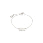 Silver-plated bracelet with a rectangular wavy pendant engraved FRI and logo, supporting FRI AF MISBRUG. Length: 16 cm + 3 cm extension.