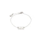 Silver-plated bracelet with a rectangular pendant engraved FRI, supporting FRI AF MISBRUG, highlighting care and support. Reflects Pilgrim's commitment to sustainability and inclusivity.
