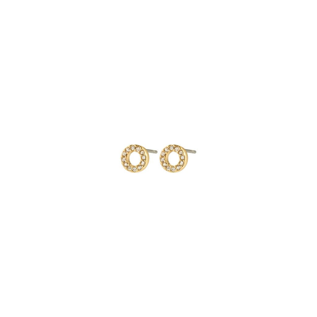HARLAN gift set includes gold-tone stud earrings with sparkling crystal-paved hollow circles, ideal for elegant day-to-night styling.